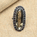 Smoky Topaz Gemstone 925 Sterling H&otilde;bedast k&auml;sitsi valmistatud disains&otilde;rmuse ehted talle 4 pruun