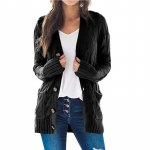 Talvine kardigan pikk sviiter naiste pikkade varrukatega juhtmega džemprid kootud kampsun ees riided lahtised jope topid kampsun pull Femme 22840 5XL must