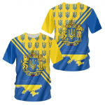 Ukraina Meeste T-s&auml;rgid Ukraina lipuga s&auml;rk 3D-tr&uuml;kiga O-kaelusega Suured l&uuml;hikesed varrukad Jersey Mood Meester&otilde;ivad T&auml;navar&otilde;ivad M