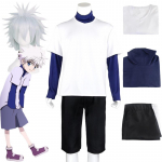 Anime HUNTER HUNTER Cosplay Killua Zoldyck number 99 m&auml;rk Halloweeni karnevalipeo &uuml;likonna s&auml;rk L&uuml;hike valge parukas kost&uuml;&uuml;mid L-(Costume+Wig)