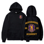 Kolmap&auml;ev Addams Nevermore Academy Hoodies Uus telesari Tr&uuml;kitud dressipluusid Unisexi gooti pikkade varrukatega kapuutsiga &uuml;lisuur kapuuts M black