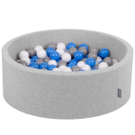 KiddyMoon 90x30cm/200 palli Pallid 7cm / 2,75tolline baby vahtkumm palliauku sertifitseeritud made in eu, helehall:hall/valge/sinine 90x30cm/200 balls