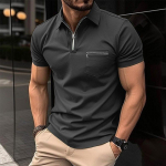 Moodne vabaaja suvine polos&auml;rk lukuga taskuga meeste spordipolos&auml;rk 3XL