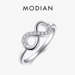 Modian Fashion Mobius Design Ehted 925 Sterling h&otilde;bedane s&otilde;rmus l&auml;bipaistva kuupmeetri tsirkooniumoksiidiga klassikaline pulm naistele 5 h&otilde;be