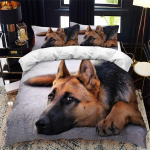 Saksa lambakoera tekikott King Queen 3D armsa koera mustriga voodipesukomplekt lastele poistele t&uuml;drukutele armsa lemmiklooma kutsika pehme lohukott AU Single(140x210cm)