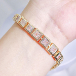 CMM Briljantne ruudukujuline AAA kuubiktsirkooniumoksiid Klassikaline v&otilde;lukett k&auml;ev&otilde;rud K&auml;ev&otilde;rud Pruudi k&auml;eehted naistele kuld