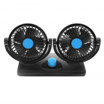 Miniauto ventilaator topeltpeaga jahutusventilaator Vaikne USB elektriline ventilaator 360 kraadi p&ouml;&ouml;rlev 4 tuulekiirusega sinine