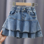 Trendikas kihiline teksaseelik taskut&uuml;drukute mugava seelikuga suveks 100 sinine