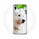 Coque pour Samsung Galaxy A20e Chien Samoy&egrave;de Blanc