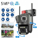 T&otilde;eline 500W 2592X1944P kolme objektiiviga Super HD WiFi-kaamera juhtmevaba v&auml;litingimustes 10x suumiga turvakaitse valvekaamerad automaatse j&auml;lgimise P2P CCTV PTZ kaamera AU Plug
