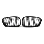New Look Car Grille Grill Front Kidney Glossy 2 Line Double Slat For BMW 1 series F20 F21 LCI 2015-2018 Accessories All Black black