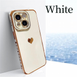 Pehme galvaniseeritud Love Heart telefoni&uuml;mbris Samsung Galaxy A54 A34 A14 A04S A53 A23 A13 S20 S21 S22 S23 Ultra Plus iPhone 14 13 12 11 Pro Max kate For iPhone 8 Plus valge