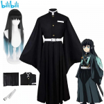 bilibili Anime Demon Slayers Kimetsu No Yaiba Tokitou Muichirou Cosplay Kost&uuml;&uuml;mid Kisatsutai Uniform Parukas Halloweeni peokost&uuml;&uuml;m L-(Full set+wig)
