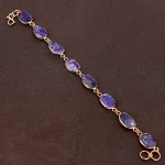 Natural Rough Amethyst Gemstone Handmade Copper Gift Jewelry Bracelet 7-8 v6k68