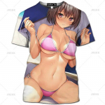 Jaapani Anime Kawaii T-s&auml;rk 3D Prindiga Seksikas Senpai T&uuml;drukute L&uuml;hikeste Varrukatega Hentai Bikiinid Ropa Hombre Meeste Casual Cosplay Loli Waifu Tee 4XL
