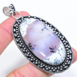 Natural Dendrite Opal Gemstone 925 Sterling Silver Gift Pendant 3.27 p6i79