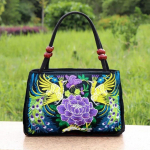 WTEMPO V&auml;rviline naiste k&auml;ekott Four Seasons etnilise stiiliga kott, suur kahepoolne tikitud l&otilde;uendist naiste vabaaja k&auml;ekott 27*10*18cm punane