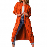 Kootud mantel Jacquard Decor K&uuml;lmakindel nahka puudutav &uuml;hev&auml;rviline sviiter Kootud mantel Naiste kudumid Igap&auml;evane kandmine XL oranž