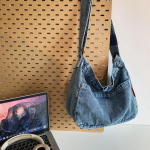Naiste teksakott, suure mahutavusega rihm, reguleeritav Crossbody Sling Bag Vintage messenger kott vabaaja ostukott 2024 uus helesinine v&auml;rv