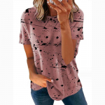 Suvine lahtise tr&uuml;kiga l&uuml;hikeste varrukatega T-s&auml;rk Naiste Elegantne vabaaja T-s&auml;rk Kontori daami &uuml;markaelusega mood T-s&auml;rgid Naiste riided 24126 S khaki