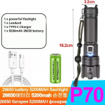 2024 XHP360LED USB Laetav V&otilde;imas Taskulamp IPX45 Suure V&otilde;imsusega LED Taskulamp Suumitav Laterna V&auml;li LED Taskulamp Short 26650 Battery