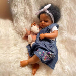 Elutruu 50 cm LOULOU uinumissimulatsioon Bebe Reborn Doll 3D V&auml;rv Must Tume Nahk Vasts&uuml;ndinu nukud Pehme puudutusega kaisulised beebinukud M&auml;nguasjad lastele P&uuml;hadekingitus cloth body