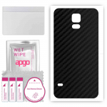 apgo Protective Skin Sticker for the back compatible with Samsung Galaxy S5 SM-G900F, Wrap Film, Foil, Vinyl - Pattern Carbon Black