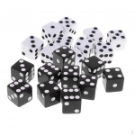 20 Pieces Plastic Six Sided RPG Playing Game Props Toys black and white