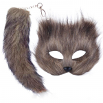 Therian mask ja sabakassi mask Therian Women Fox Wolf karvase maski kassi kost&uuml;&uuml;mikomplekt pruun