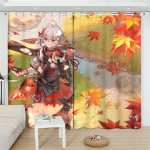 3D Kazuha Genshin Impact pimendav kardin 2 paneeli Anime Tr&uuml;kitud aknakatted elutuppa Multifilmi kodukaunistused 100W130H(CM)40x51in&Hook