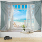 Maastik Ranna Akna Maal Seinavaip Seinakinnitus 3D-tr&uuml;kk Boho Troopiline Hipi Tapestry Kodu Dekoratsioon 230x180cm