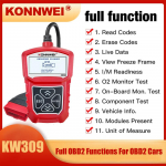 KONNWEI KW309 OBDII skanneri mootori veakoodi lugeja ELM327 autoskanner OBD2 auto OBD skanneri remondi diagnostika t&ouml;&ouml;riistad punane