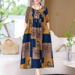 Puuvillane siidist kleit Suur avara l&uuml;hikeste varrukatega ema suvekleit Lilleline pidžaamakleit XL