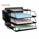 4-tasandiline kontorihoidik koos pliiatsihoidjaga Metallist v&otilde;rgust lauaarvuti failialus Failihalduri lauatarvikud must