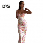 Naiste Seksikas Paelaga Kleit Suspendritega Varrukateta Pikk Kleit Lilleprindiga Seljaosata Puusi &Uuml;mbritsev Peokleit S roosa