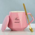 Ins Teemantkujuline &uuml;hev&auml;rviline kruus Keraamiline veetass Kohvitass Piimatass Hommikus&ouml;&ouml;gitass roosa