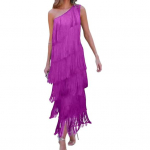 Naiste &otilde;htukleit, kihiline narmastega tutti, &uuml;he &otilde;laga varrukateta &uuml;hev&auml;rviline as&uuml;mmeetriline pahkluu pikkusega kokteilipeokleit balli tantsumaksikleit L sinine