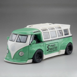 1/32 Metallist survevalu T1 BUS Automudelid M&auml;nguasjad Helivalgusega avatud uksed Tagasit&otilde;mmake Kaubikud Mudelid Kollektsioon Lapsed Poistele Kingitused roheline