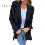 S&uuml;gistalvine naiste jope Ujutatav krae keskmise pikkusega &uuml;herealine &uuml;hev&auml;rviline v&otilde;ltsitud taskud t&ouml;&ouml;l s&otilde;itmiseks igap&auml;evane mantel S khaki