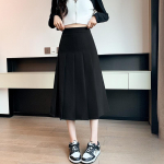 S&uuml;gistalvine &uuml;hev&auml;rvilised korea plisseeritud seelikud Naiste k&otilde;rge v&ouml;&ouml;kohaga keskmise pikkusega A-joonega seelik Preppy Style S hall