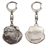 Griffon Bruxellois, Brussels Griffon I - Silver-plated key ring with dog, handbag decoration, backpack pendant by Art-Dog brand