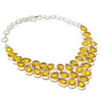 Citrine Gemstone Handmade 925 Sterling Silver Jewelry Necklace 18 t8y93