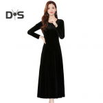 Naiste s&uuml;gistalvine kleit Suur Swing &uuml;hev&auml;rviline &uuml;mmargune kaelus, pikk varrukas, joon, pehme soe, paks pullover Daami balli&otilde;htukleit L