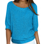Naiste mood &uuml;hev&auml;rviline &uuml;mmargune kaelus, 3/4 varrukatega pullover, kootud s&auml;rgi topp XL valge