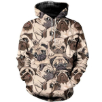 Armas mops 3D k&otilde;ikjal prinditud unisex kapuutsid Harajuku mood dressipluus vabaaja kapuutsiga mantel S