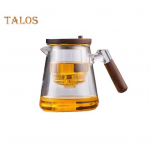 800 ml teekann veeeraldusklaasist klaasist teekann puidust k&auml;epidemega kuumakindel, t&auml;pselt kallatav teekann Lihtsalt puhastatav teekann lahtise tee valmistamiseks puhas