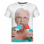Mood Senior Naised Licking Red Popsicle 3D Prinditud Suvine Meeste T-s&auml;rk Kawaii Vanaema Fun Popsicle L&uuml;hikeste Varrukatega Top 6xl L