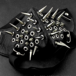 Punk Retro Rivet mootorrattamask Halloweeni rattaspordiks, tolmukindel nahk must