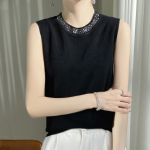 DAFIFY Naiste moe vabaaja suvekevadine &uuml;hev&auml;rviline printimine varrukateta O-kaelusega pluusid ja s&auml;rgid M beež