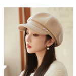 Elegantne s&uuml;gistalvise temperamendiga paks villane kaheksanurkne m&uuml;ts naistele Korea luksuslik kerge luksuslik lihtne barett M（56-58cm） khaki
